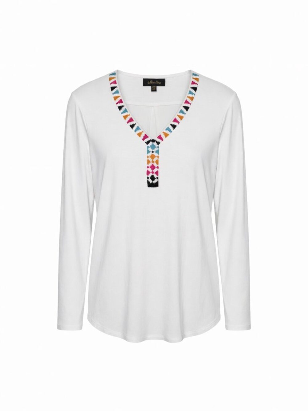 Melissa Paige Women's Long Sleeve V-Neck Top XS White Viscose Blouse